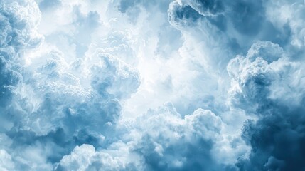 Dramatic Sky with Fluffy White Clouds and Blue Hues