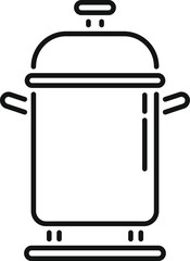 Simple line vector of a cooking pot steaming on a stove top