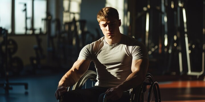 Fit Gym: Determined Man in Wheelchair