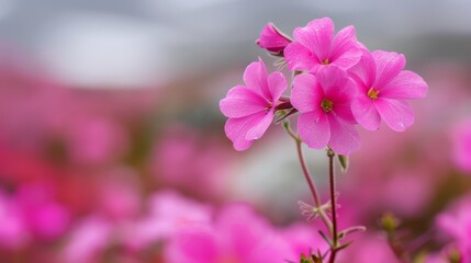 Obraz premium A tight shot of a pink flower against a softly blurred backdrop of pink blooms