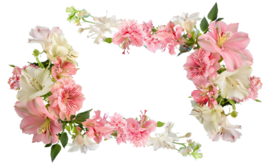 Delicate pink and white flower frame, cut out