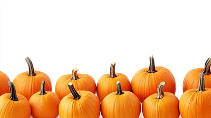 Obraz premium This design is perfect for farm market banners or Thanksgiving backgrounds. It features a pile of orange pumpkins arranged in a frame or border, isolated on a white background.