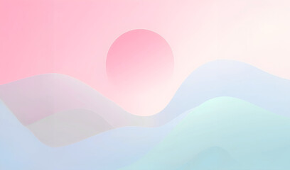 A 3d pink sun above the cloud  pink pastel gradient