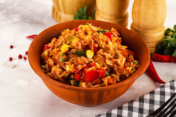 Mexican spicy rice with vegetables