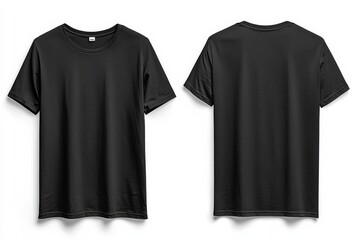 Black Tshirt Mockup Front and Back Isolated created with Generative AI