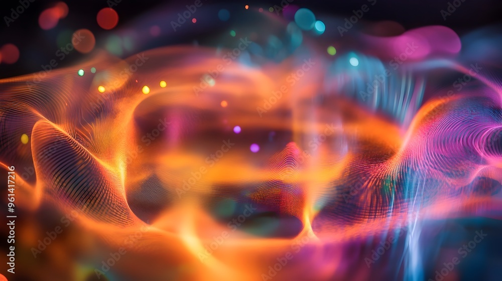 Poster holographic of electromagnetic wave behavior in physics experiment digital visualization of waves en