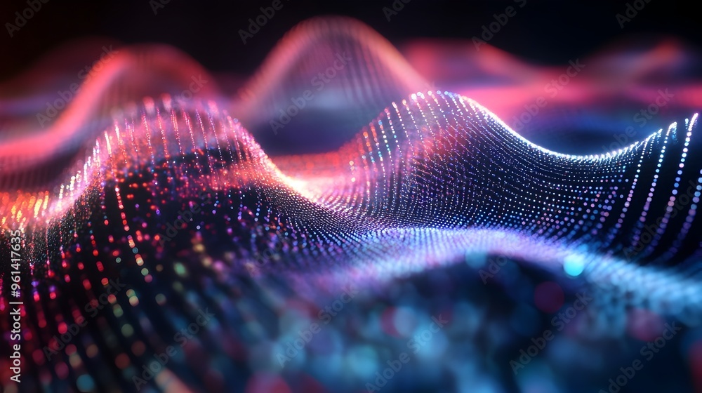 Poster holographic visualization showcasing the propagation of sound waves through different mediums in a p