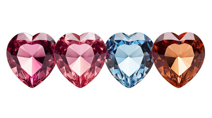 Fototapeta premium beautiful realistic heart shape crystal in different color, studio view, isolated on transparent background.