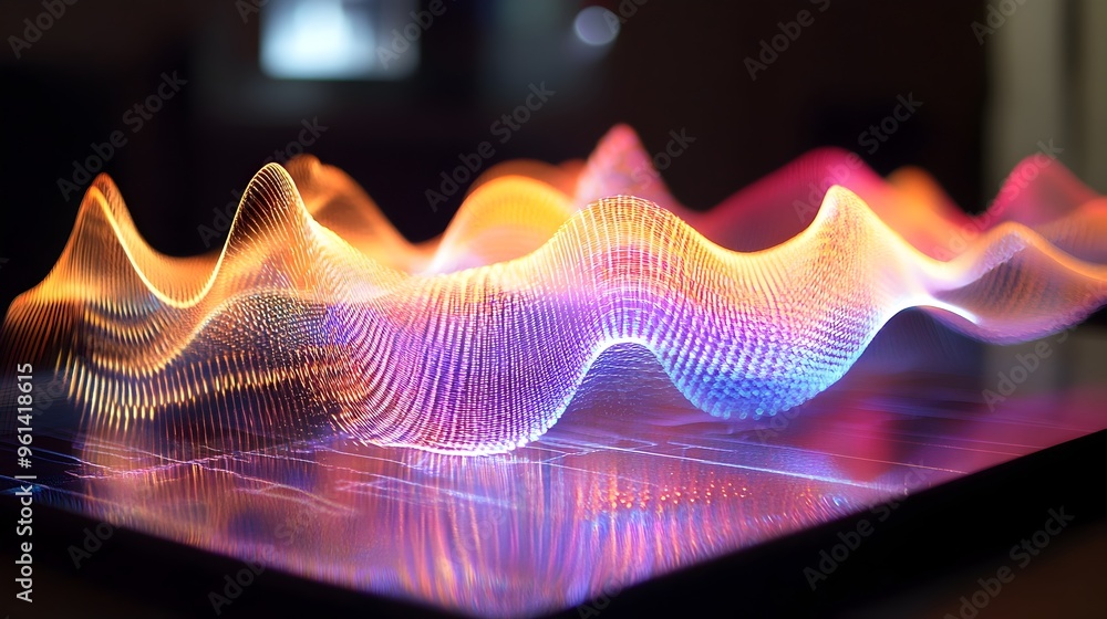 Poster holographic simulation showcasing the formation and dynamics of standing waves in a string