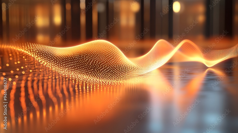 Poster holographic visualization showcasing the formation of standing waves in a vibrating string a captiva