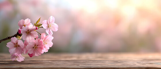 pink cherry blossom above the table 
