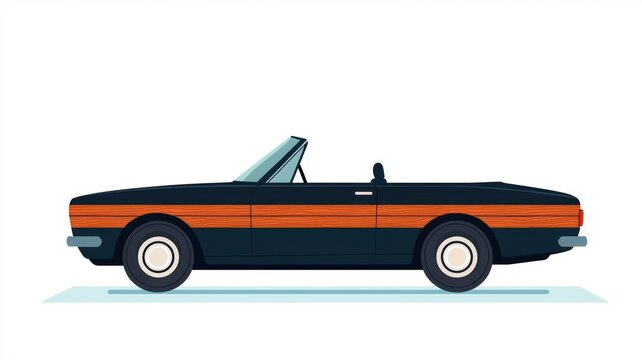 black convertible car with orange wood panel clip art preview