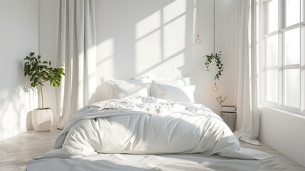 Modern White Bedroom Interior Photography