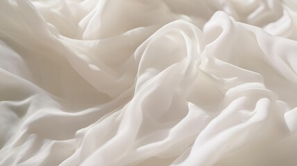 Obraz premium Lightweight smooth white chiffon fabric with sheer drapes beautifully, perfect for flowing and elegant garments with a graceful appearance.