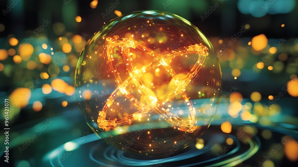Poster detailed holographic simulation showcasing the complex interplay of atomic interactions and molecula