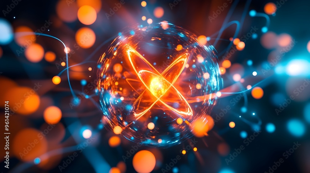 Poster a mesmerizing holographic visualization that offers a glimpse into the complex structures of atomic 