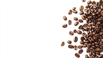 Obraz premium Coffee Beans Scattered On White Background