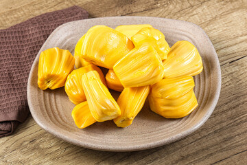 Raw ripe yellow jackfruit segment
