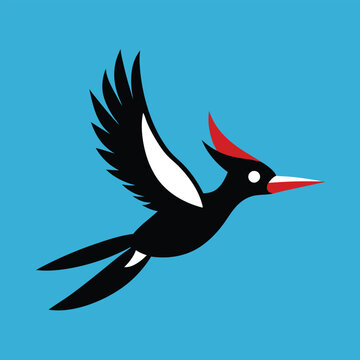 recommend clip art: Solid color Ivory-billed woodpecker animal vector design