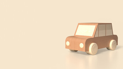 The wood car on white background  for transport or automobiles concept 3d rendering.