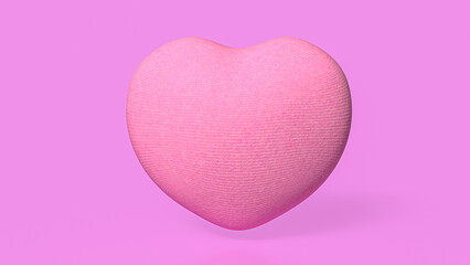 The pink fabric  heart for love or romance concept 3d rendering.