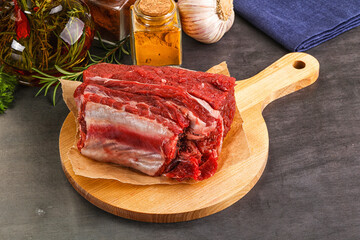 Raw beef ribs for cooking