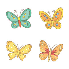 Collection of Cute Colorful Butterfly Insect Animal Flying Flapping Wings