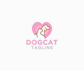 dog cat logo in love