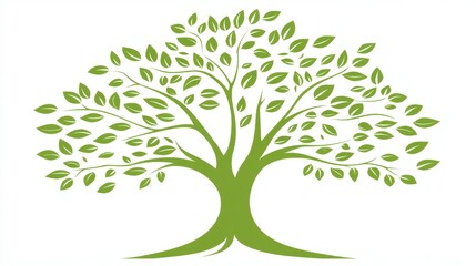 Fototapeta premium Green Tree Symbol Representing Nature and Growth on White Background - Image 1167