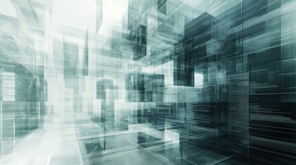 Fototapeta premium Abstract representation of a futuristic digital environment with layered geometric shapes.