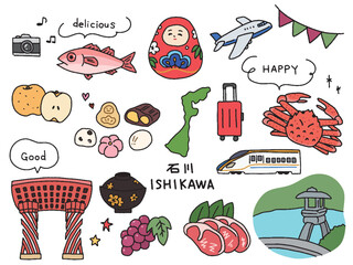 石川の手描きイラストセット