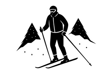 Fototapeta premium Vector set Silhouette of a skier in winter. Ski silhouette isolated vector design 
