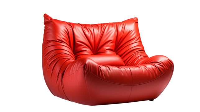 casual trendy bean bag sofa, studio view, isolated on transparent background.