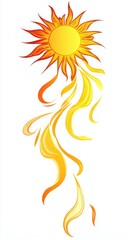 Sun Symbol in Yellow on White Background Representing Happiness and Energy