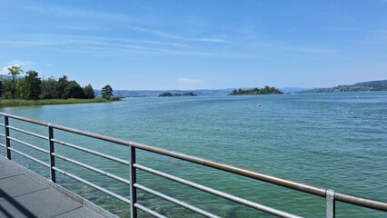 Fototapeta premium Lake views of Rapperswil and surrounding areas