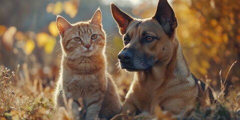 Adorable Pets in a Sunny Fall Field