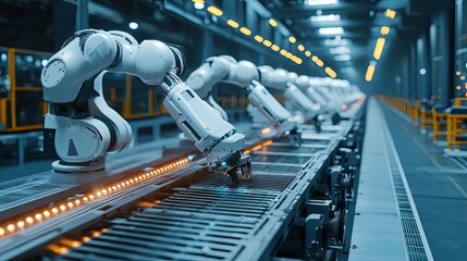 Modern Factories with AI-Powered Robotic Assembly Lines: A New Economic Revolution.