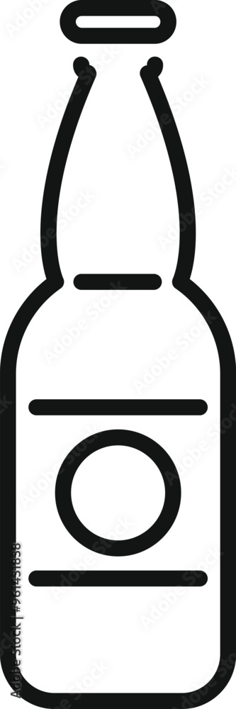 Wall mural simple line drawing of a glass bottle with a cap, perfect for representing concepts like beverages, 