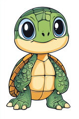 Obraz premium a cute tortoise cartoon isolated on white background