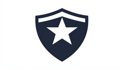 "Shield with Star Icon in Dark Gray on White Background - Graphic Design Element"