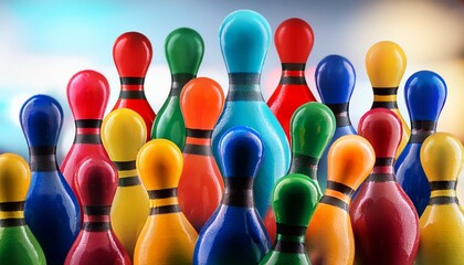 Naklejka premium bowling pins and bowling ball, bowling, 3d, pawn, toy, leadership, different, 
