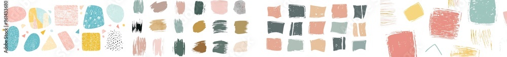 Leinwandbilder a set of grunge elements for social media. paintbrush, brush strokes templates. create rectangle tex