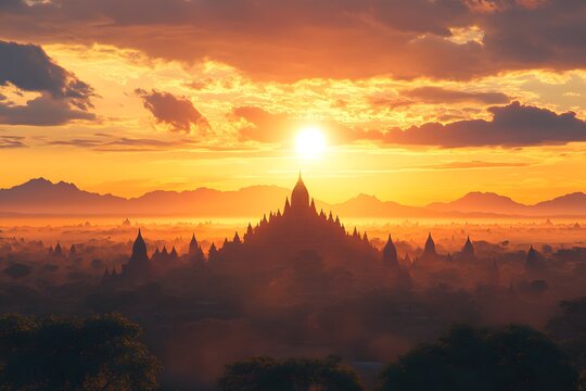 Sunrise over Bagan Temples