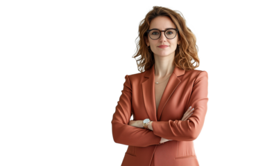 portrait of a business woman crossed arms isolated on white