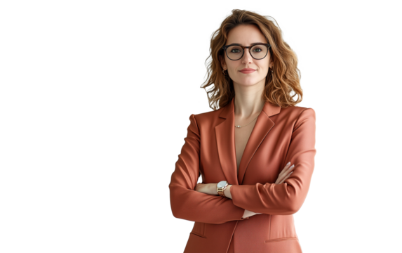 portrait of a business woman crossed arms isolated on white