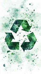 "Green recycling symbol on white background - Eco-friendly concept image"