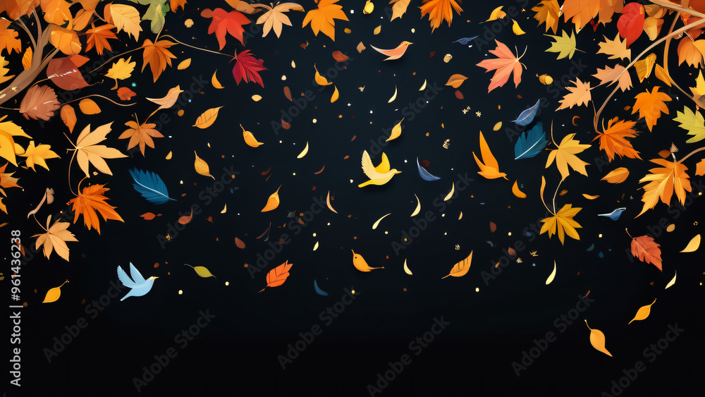 Poster autumn leaves background