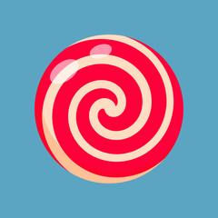 Christmas candy isolated. Peppermint round candy red and white. Swirl caramel without wrapper.