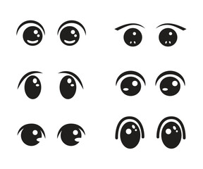 Anime eyes cartoon for element, facial expression, face and emotion