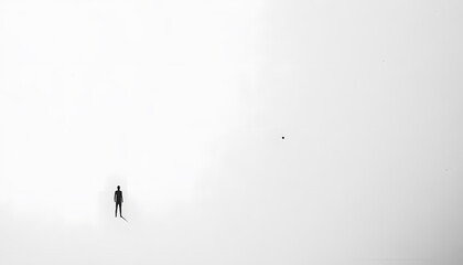 Fototapeta premium A large expanse of blank space with just a tiny dot or small shape in the corner, emphasizing minimalism